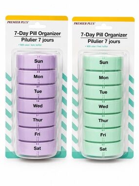 Premier 7-Day Stackable Pill Organizers in Purple and Mint